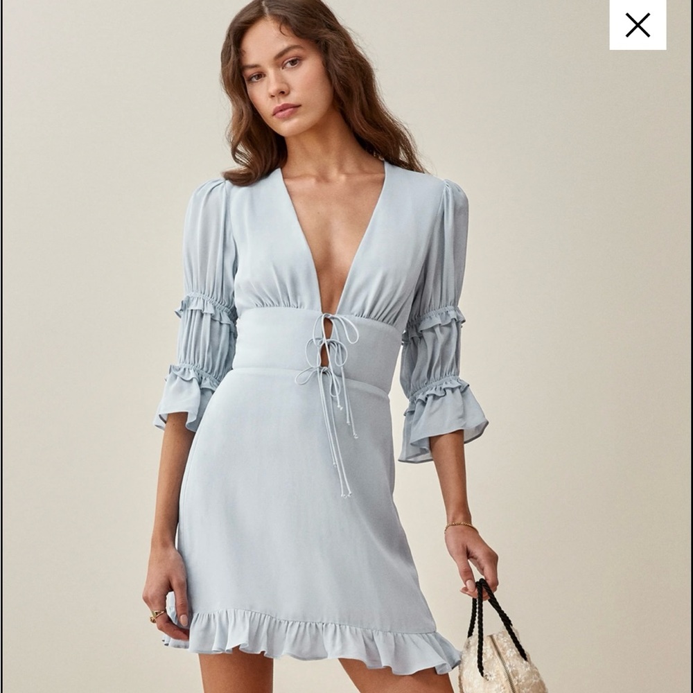 Reformation blue mini dress size 8
